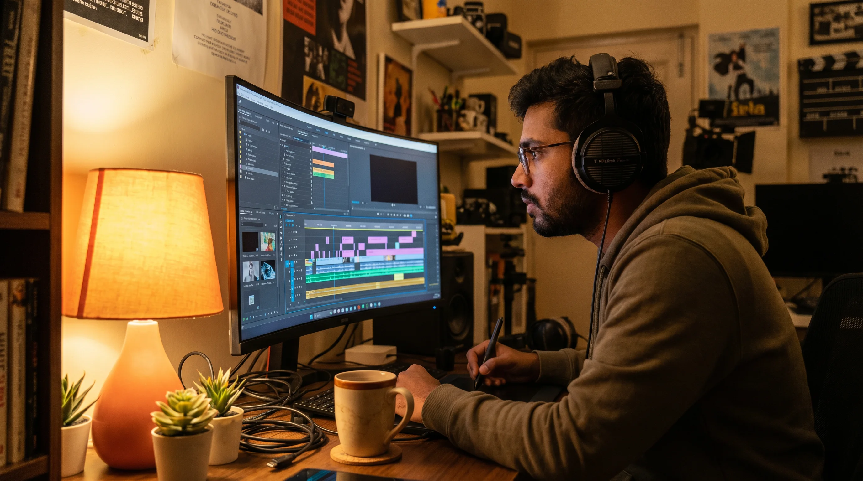 Dedicated video editor working on a project